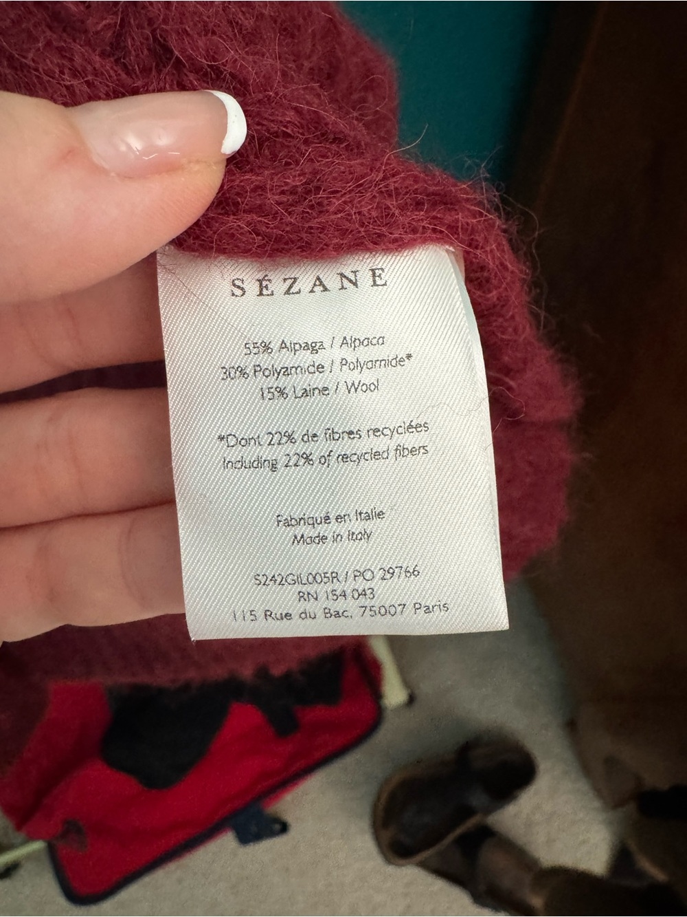 Sezane Emile Burgundy Cardigan - Picture 4 of 6